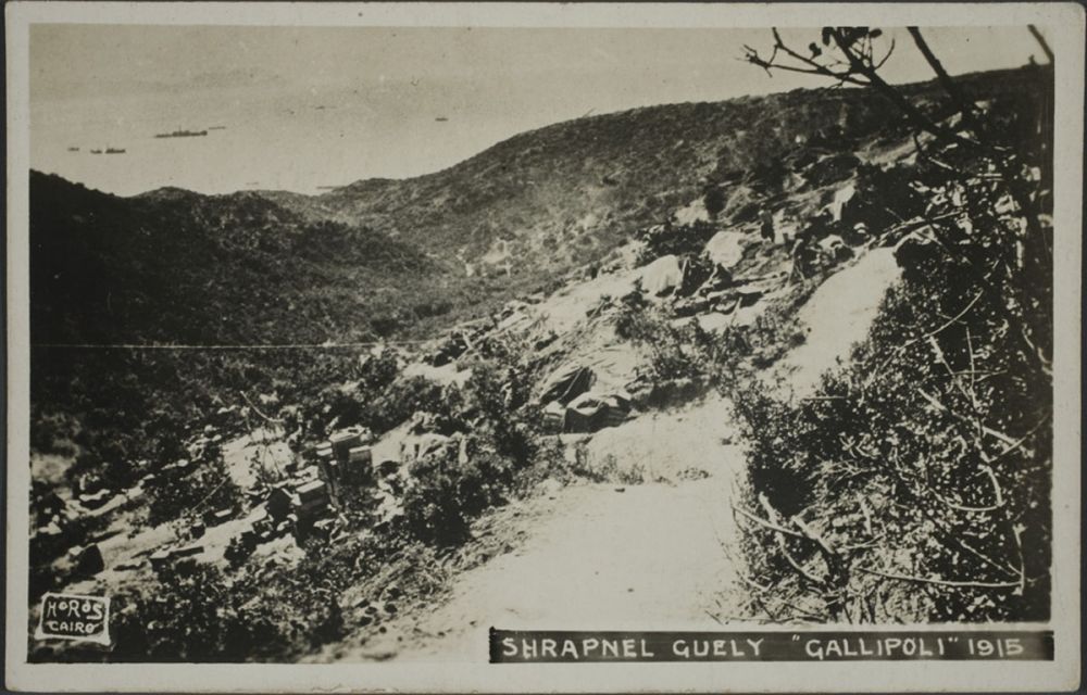 The view down Shrapnel Gully in 1915.